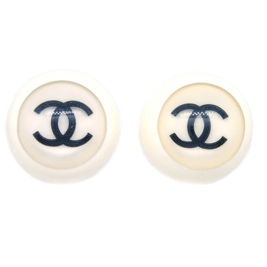 Luxury Chanel Button Earrings Clip-On White 01P