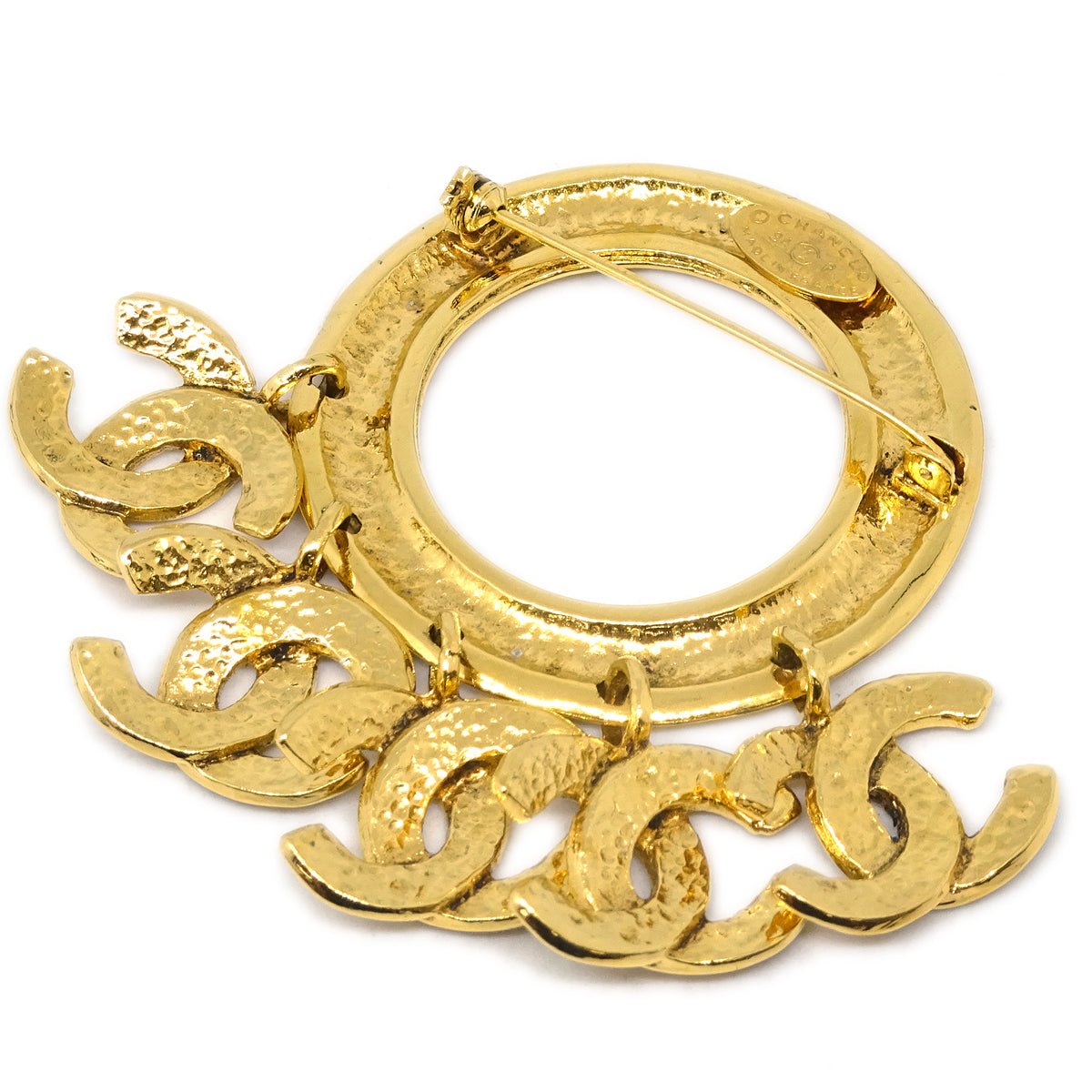 Luxury Chanel Hoop Brooch Pin Corsage Gold 94P