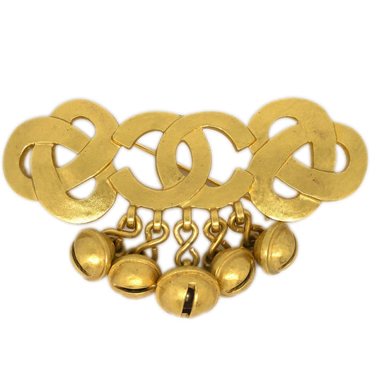 Luxury Chanel Bell Brooch Pin Corsage Gold 95P