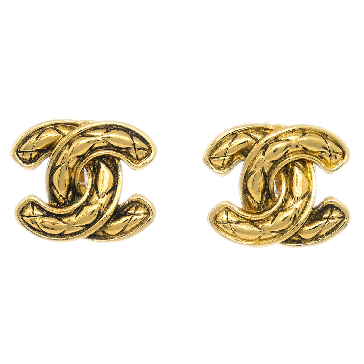 Luxury Chanel Gold CC Earrings Clip-On 2433