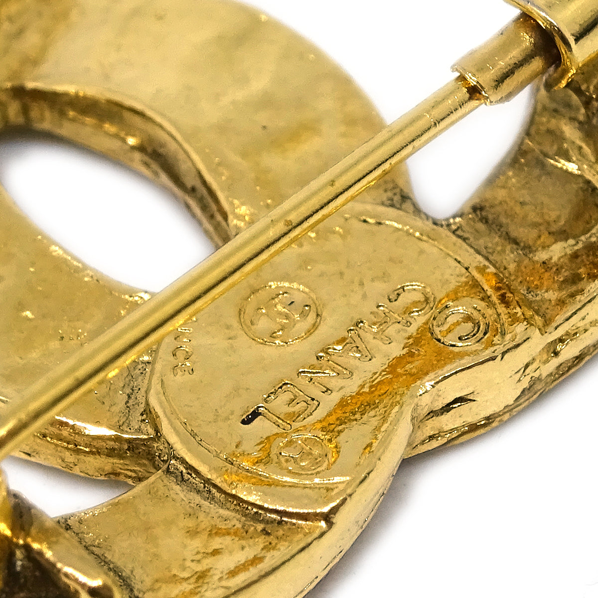Luxury Chanel CC Brooch Pin Rhinestone Gold