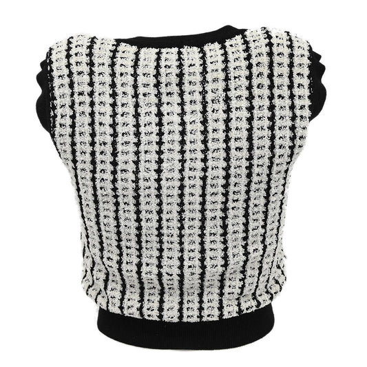 Luxury Chanel Sleeveless Vest Sweater Top White 97P #38
