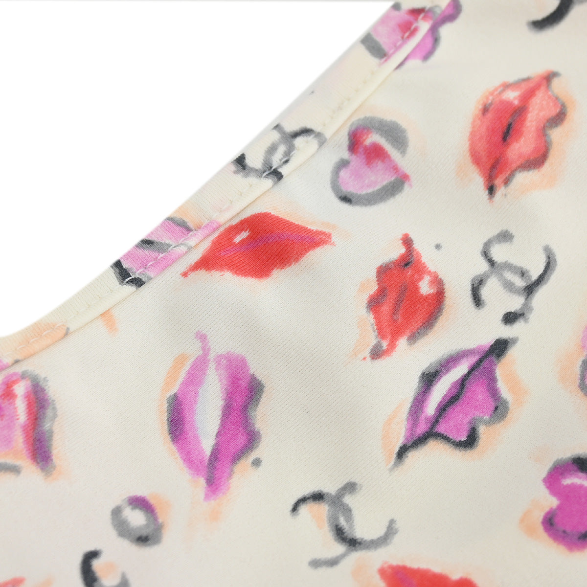 Luxury Chanel Lipstick Cropped T-shirt Top Ivory