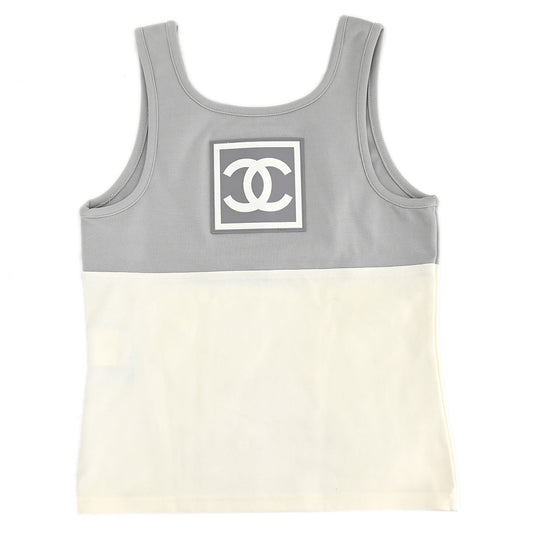 Luxury Chanel Sport Line Sleeveless Top Gray White 01P #38