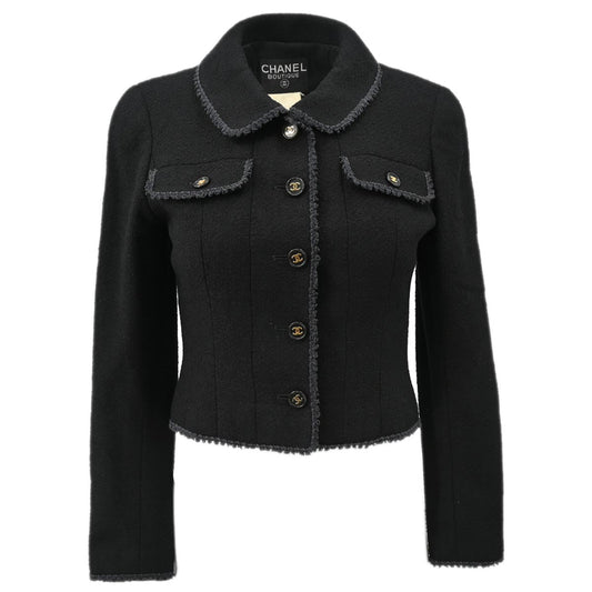 Luxury Chanel Single Breasted Jacket Black 97P #36