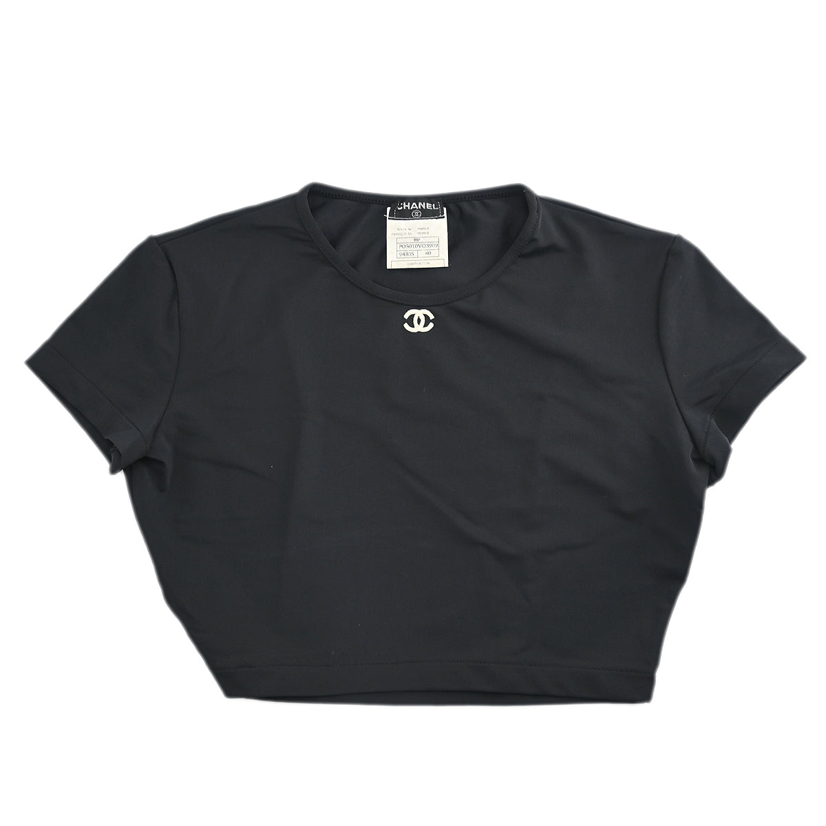 Luxury Chanel Cropped T-shirt Black 95P #40