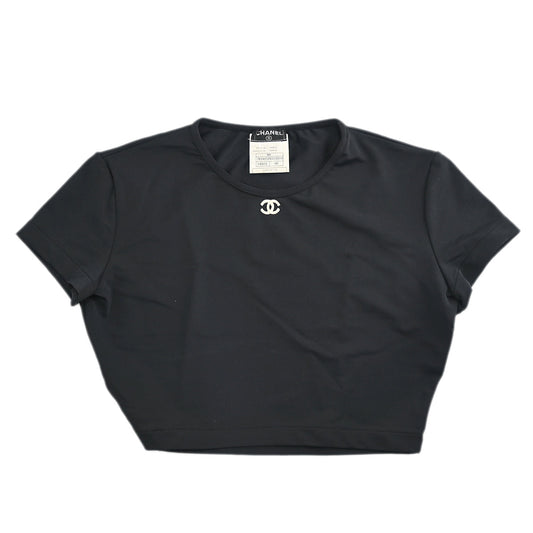 Luxury Chanel Cropped T-shirt Black 95P #40