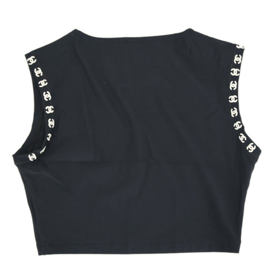 Luxury Chanel Cropped T-shirt Black 97C #36