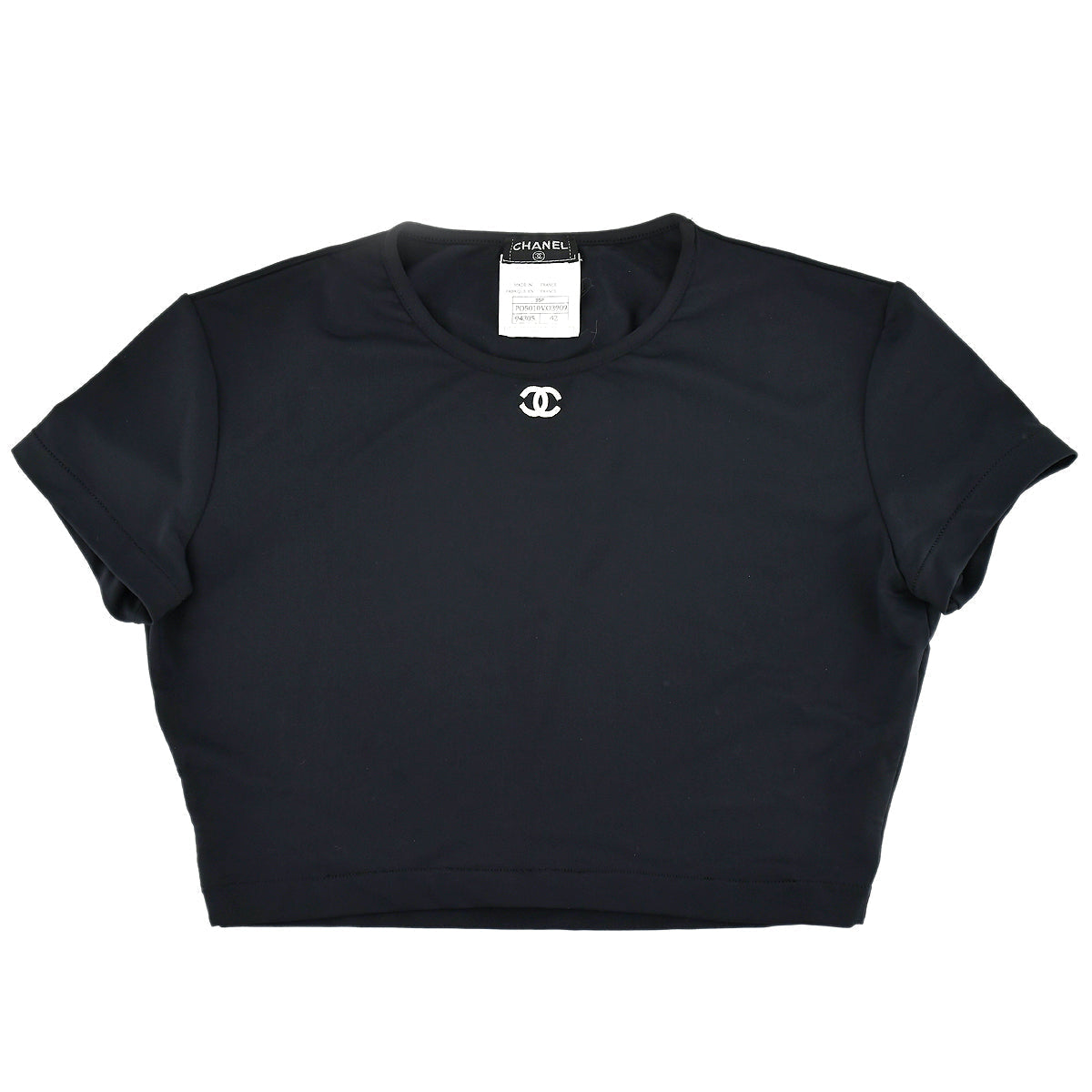 Luxury Chanel Cropped T-shirt Black 95P #42
