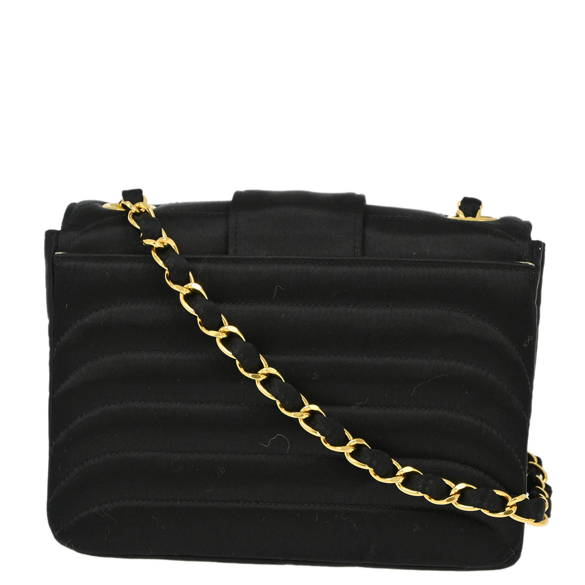 Luxury Chanel * 1991-1994 Black Satin Chain Shoulder Bag