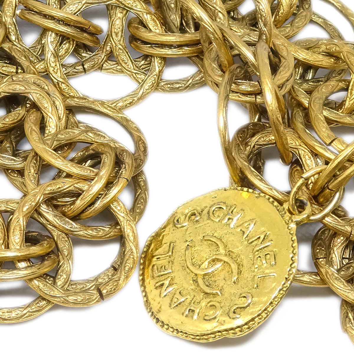 Luxury Chanel Gripoix Medallion Chain Belt Gold 0009 Small New