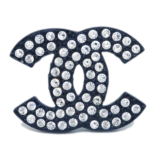 Luxury Chanel CC Brooch Pin Rhinestone Black 02A
