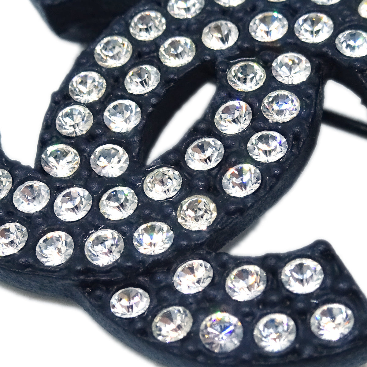 Luxury Chanel CC Brooch Pin Rhinestone Black 02A