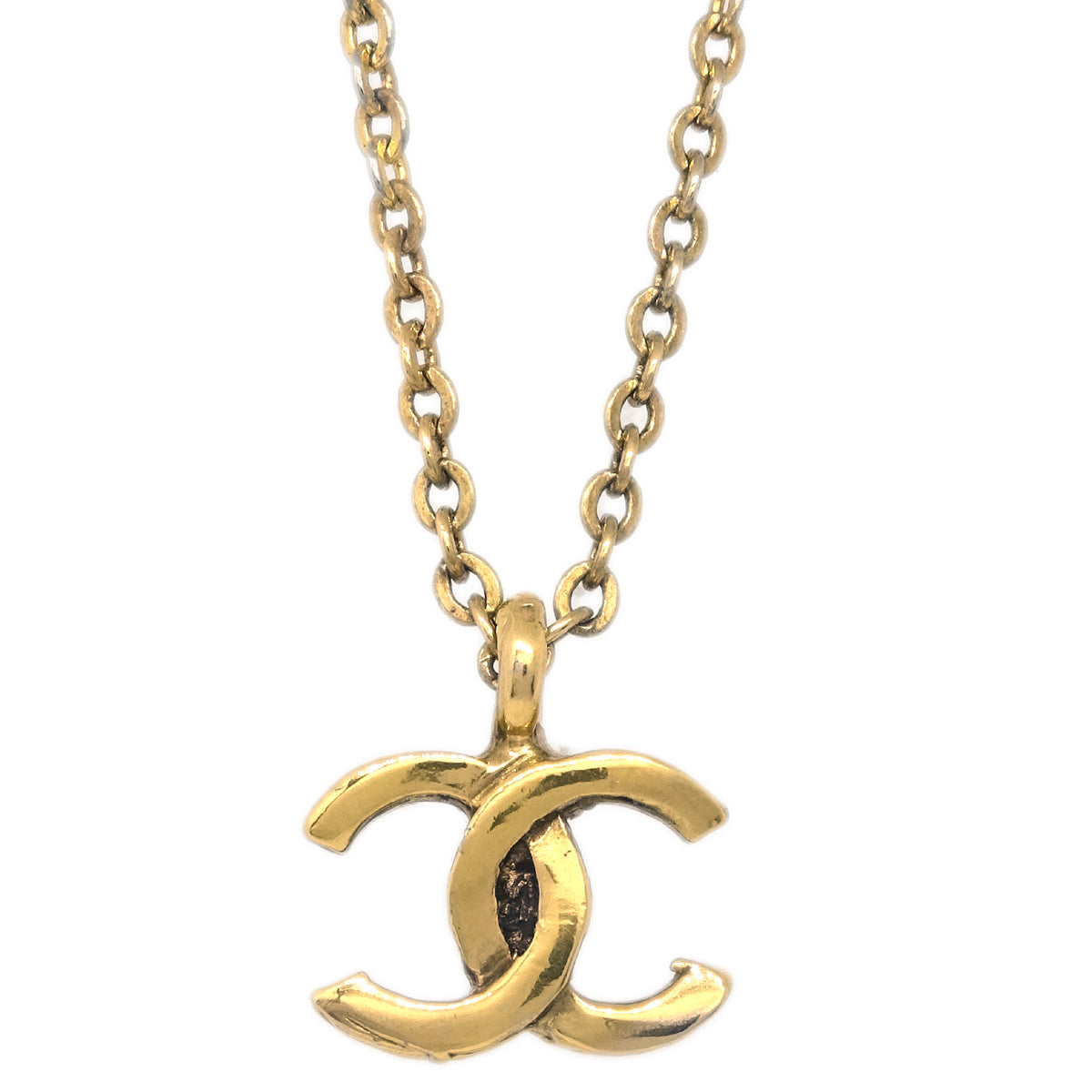 Luxury Chanel Gold CC Pendant Necklace 376/1982