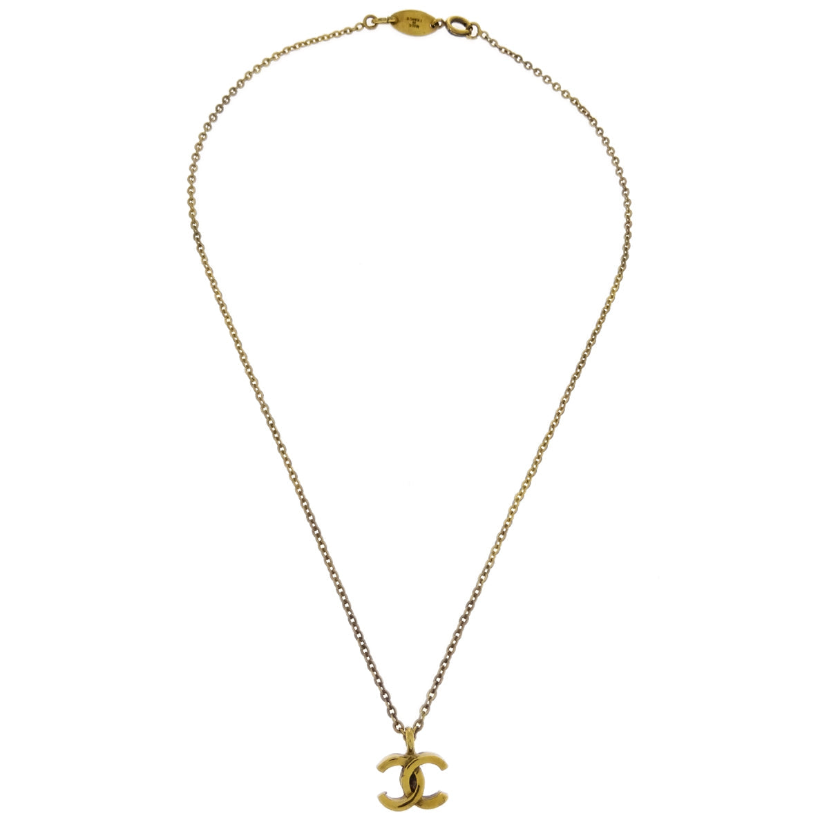 Luxury Chanel Gold CC Pendant Necklace 376/1982