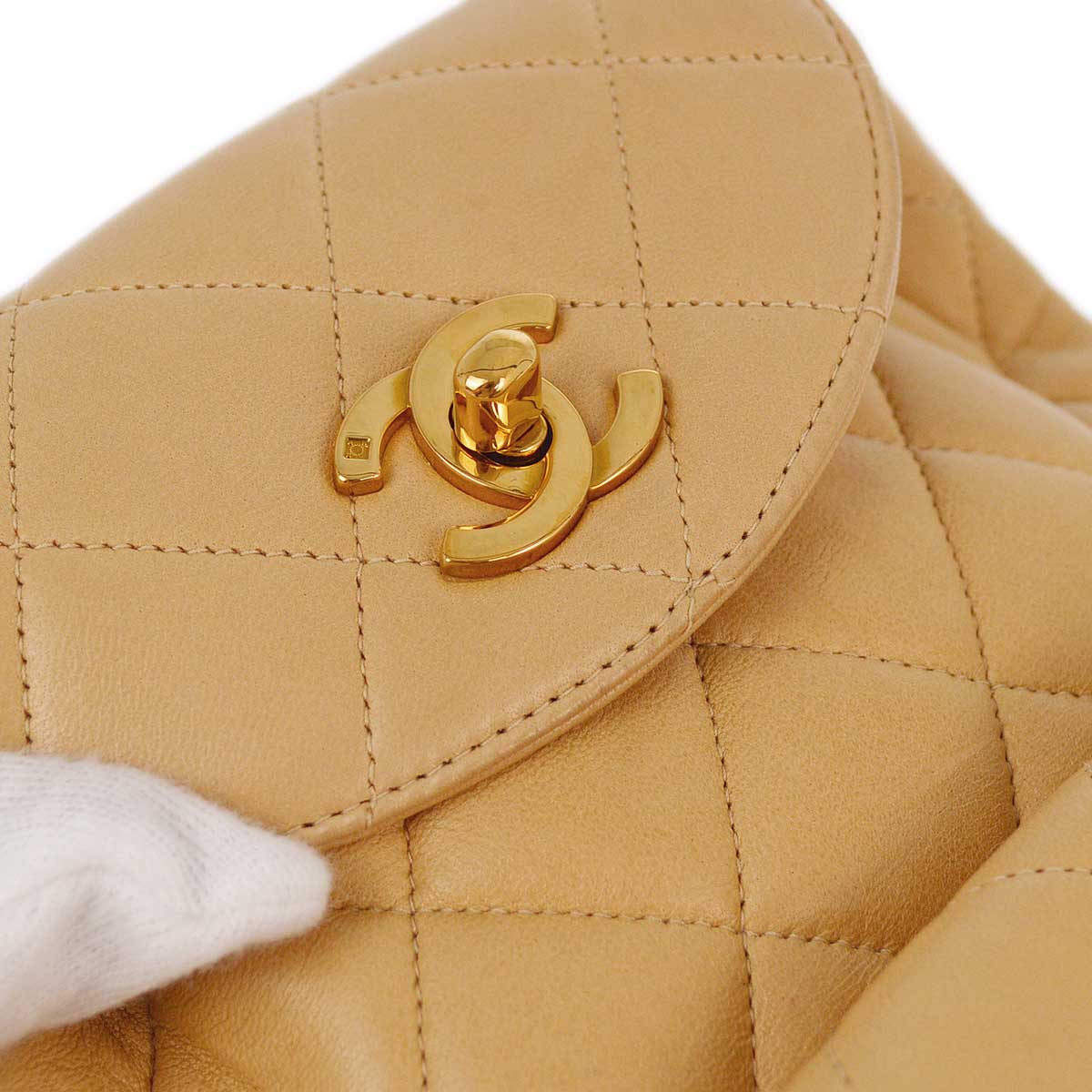 Luxury Chanel * 1991-1994 Beige Lambskin Duma Backpack Small