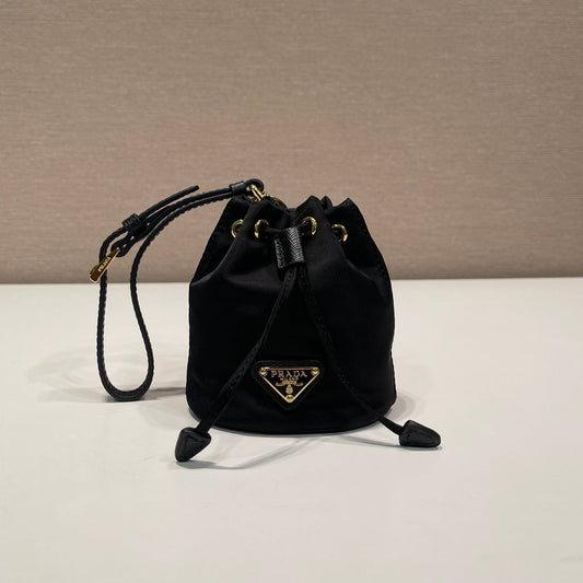 Luxury PradaMINI BUCKET BAG 10 IN BLACK RE-NYLON AND SAFFIANO LEATHER STRAP
