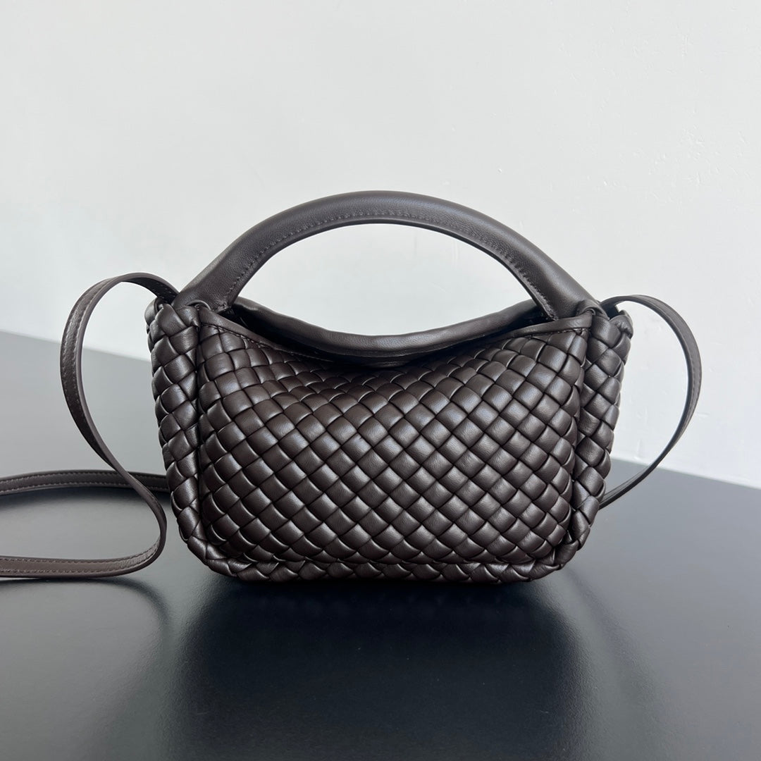 Luxury Bottega Veneta BV Small Cobble Top Handle 23cm Chocolate Lambskin