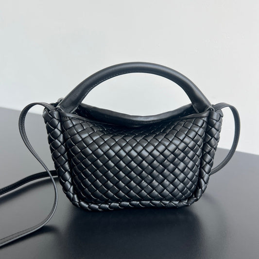 Luxury Bottega Veneta BV Small Cobble Top Handle 23cm Black Lambskin