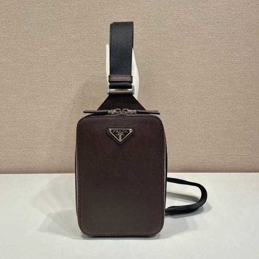 Luxury PradaCHEST BAG 20 IN CHOCOLATE SAFFIANO LEATHER