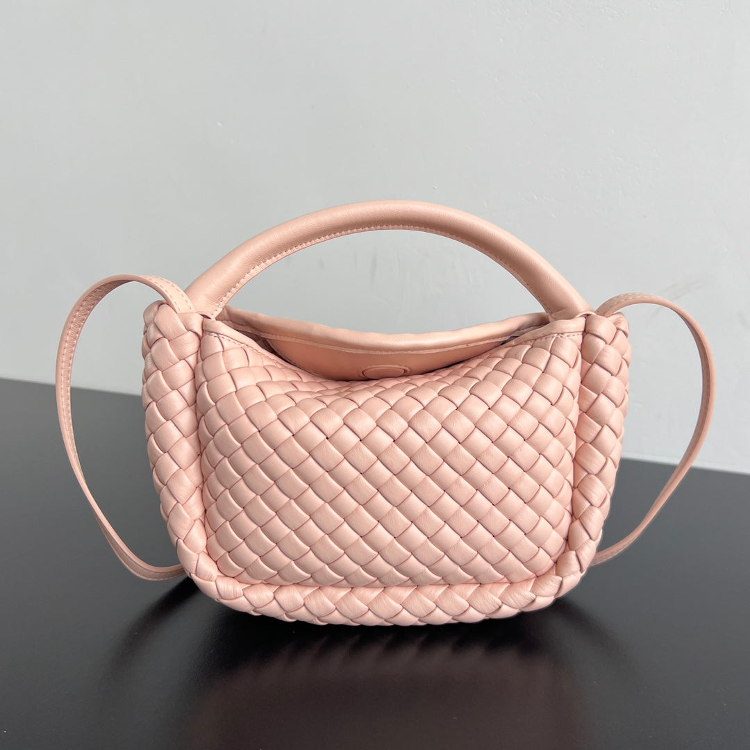 Luxury Bottega Veneta BV Small Cobble Top Handle 23cm Pastel Pink Lambskin
