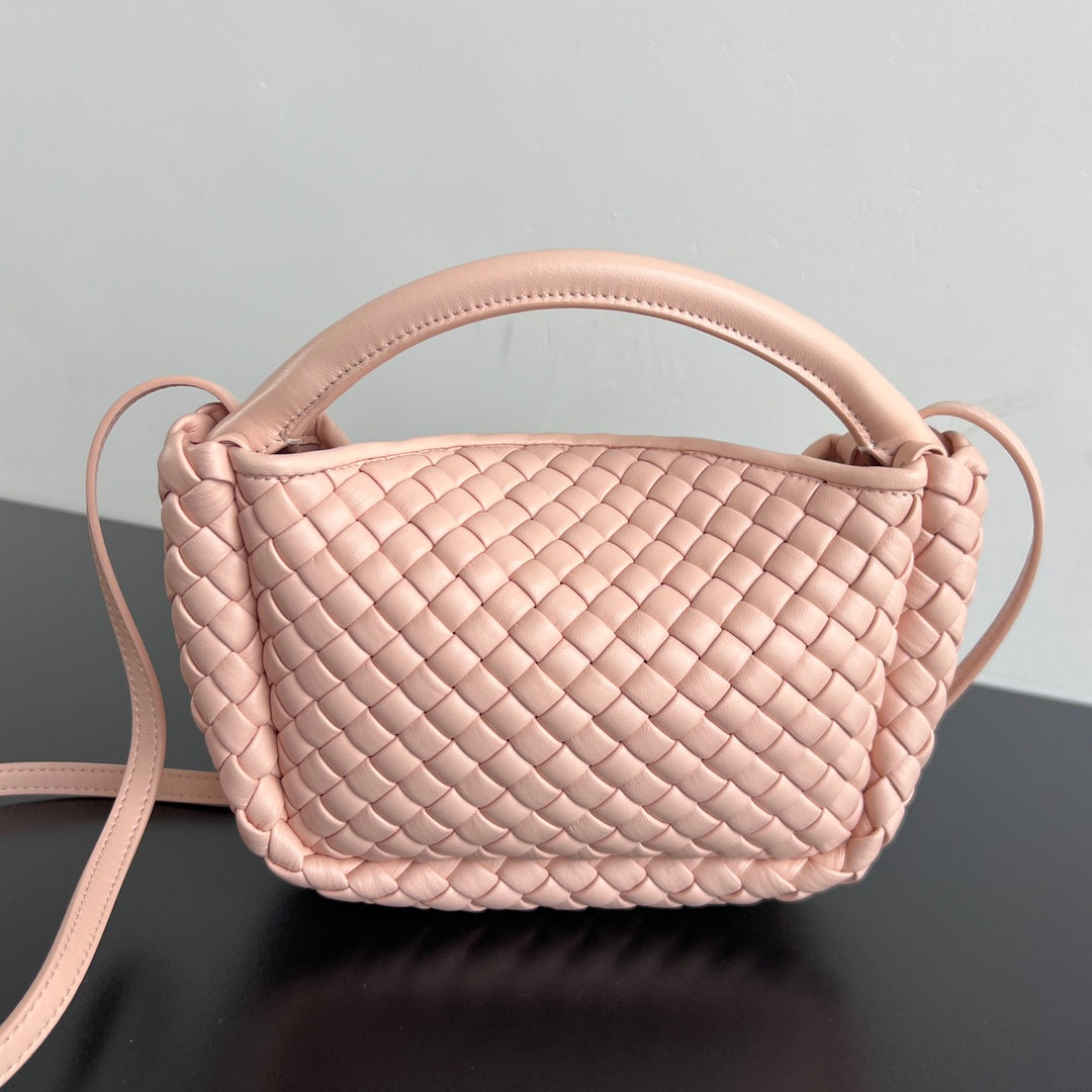 Luxury Bottega Veneta BV Small Cobble Top Handle 23cm Pastel Pink Lambskin