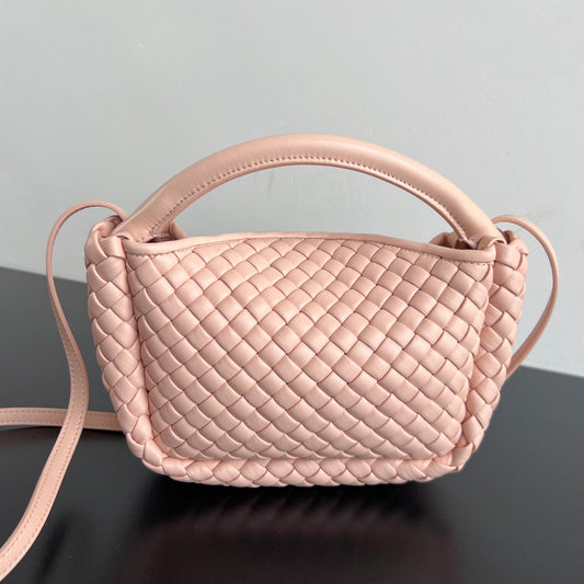 Luxury Bottega Veneta BV Small Cobble Top Handle 23cm Pastel Pink Lambskin