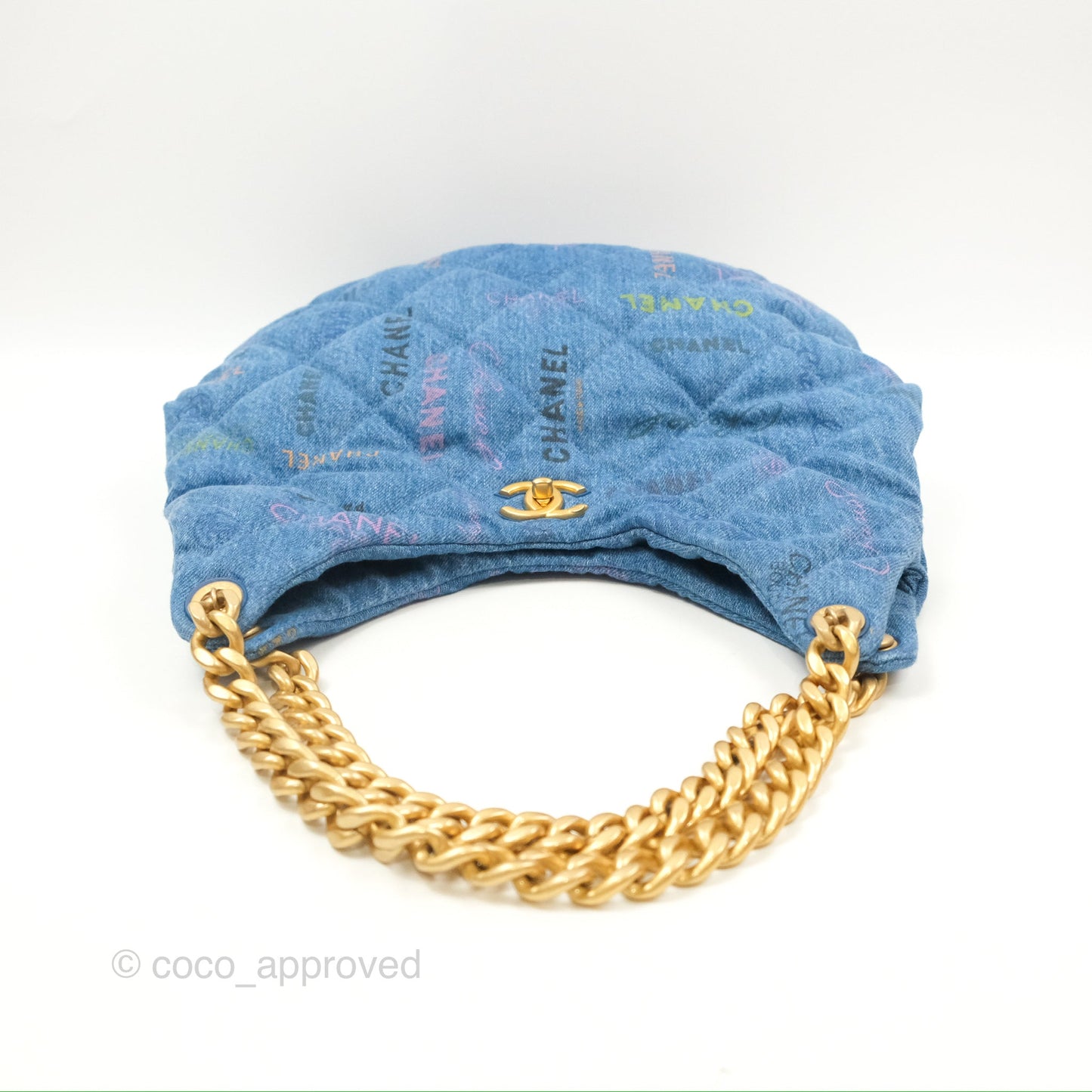 Chanel Maxi Hobo Bag Quilted Denim Mood Aged Gold Hardware