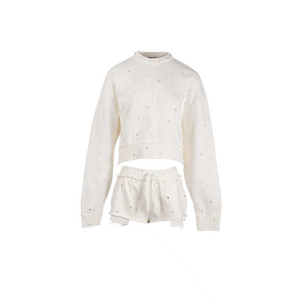 Miu Miu size XS / size 36 sweat / shorts set cream