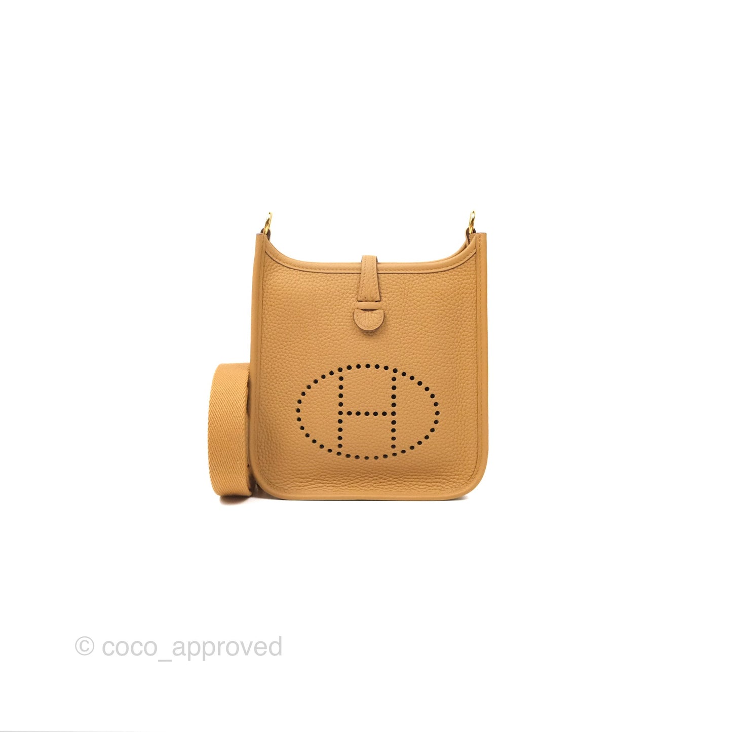 Hermès Mini Evelyne 16 Biscuit 48 Camel Clemence Gold Hardware