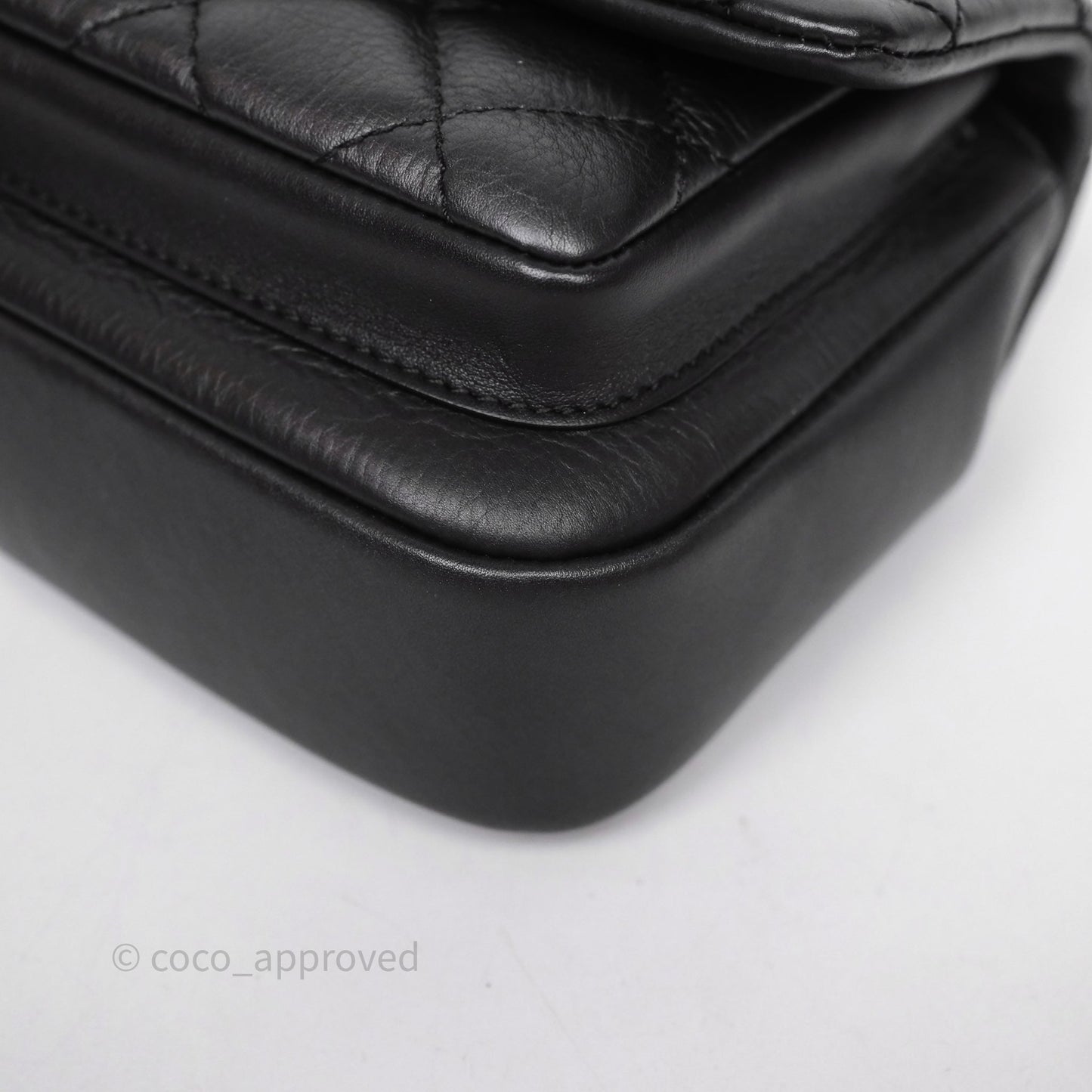 Chanel Quilted Handle Flap Bag Black Calfskin Aged Gold Hardware
