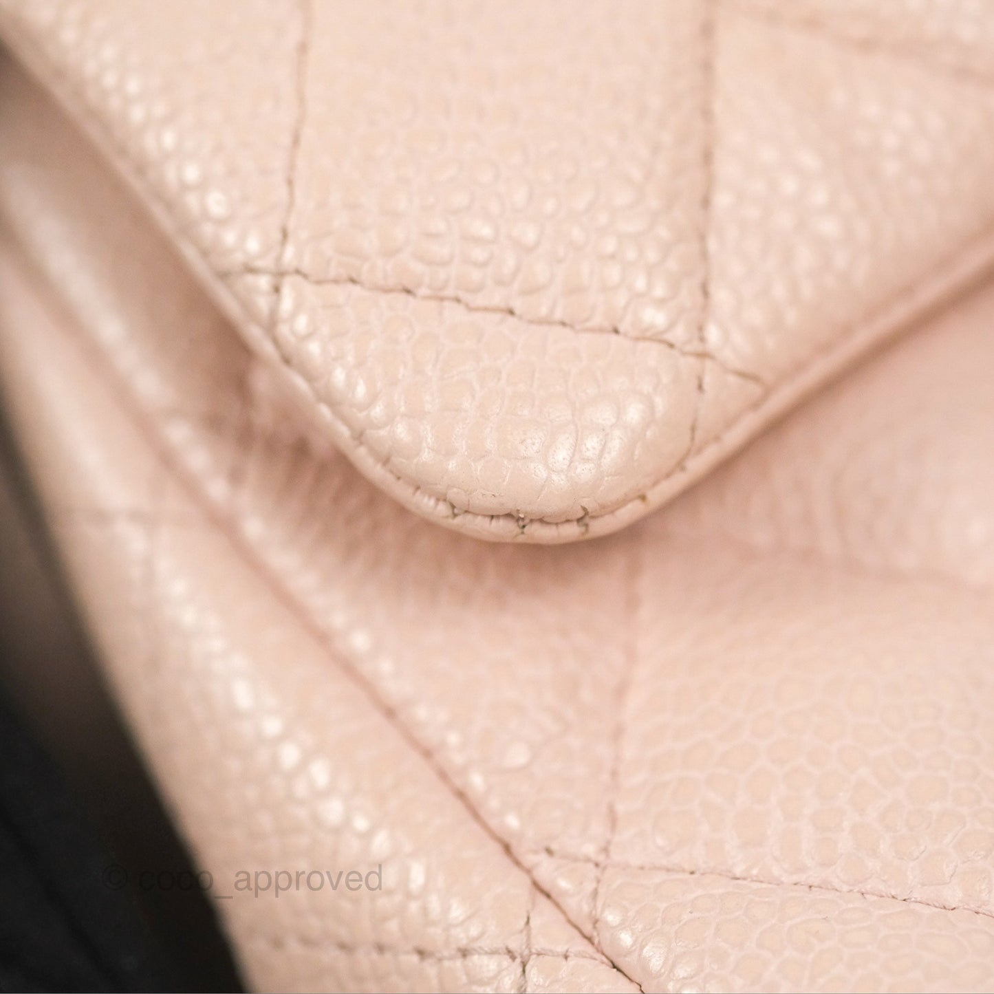 Chanel Quilted Mini Square Flap Pale Pink Caviar Ruthenium Hardware