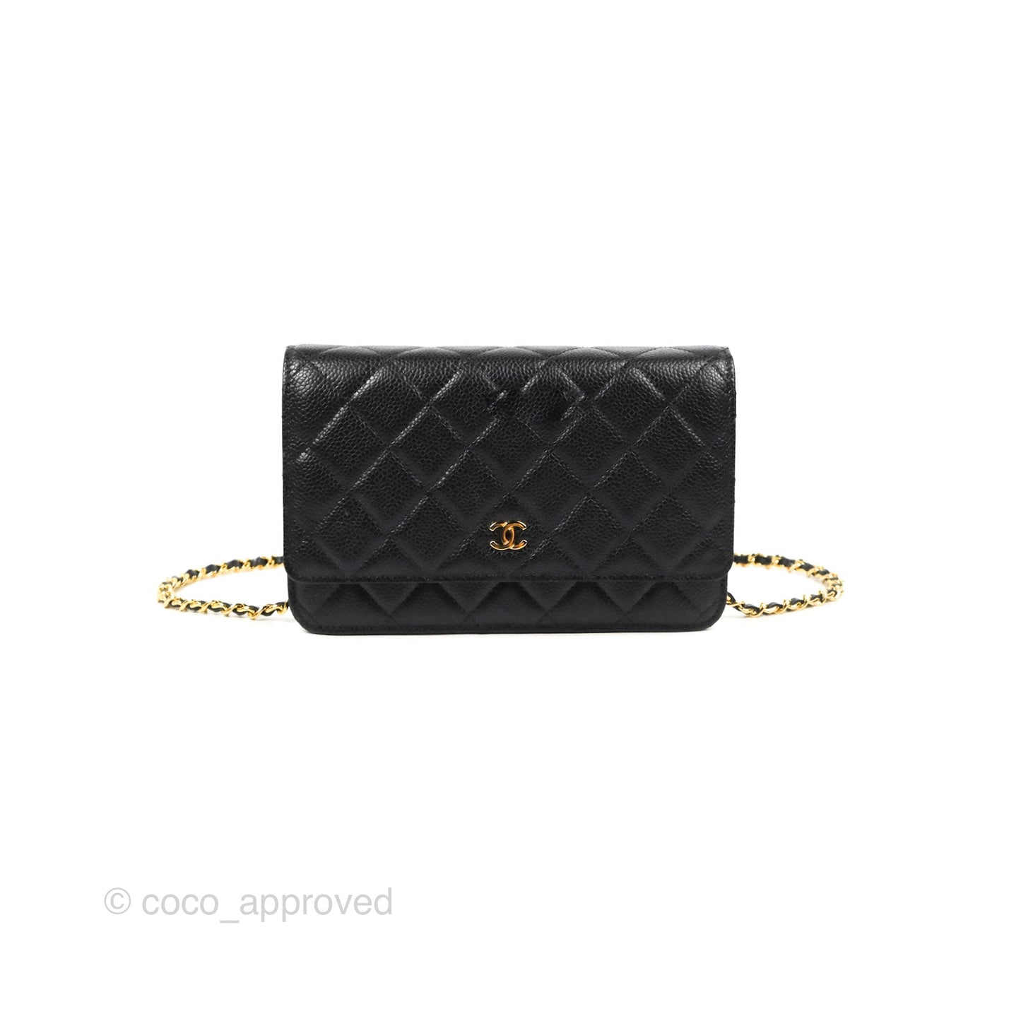 Chanel Quilted WOC Black Caviar Gold Hardware
