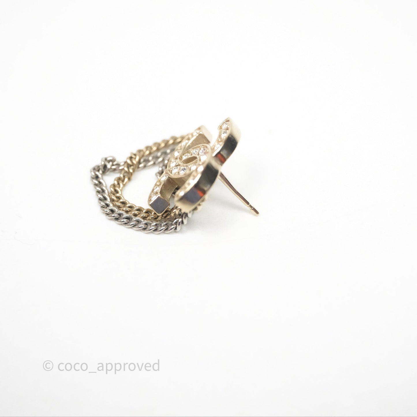 Chanel Crystal CC Chain Pendant Earrings 21B