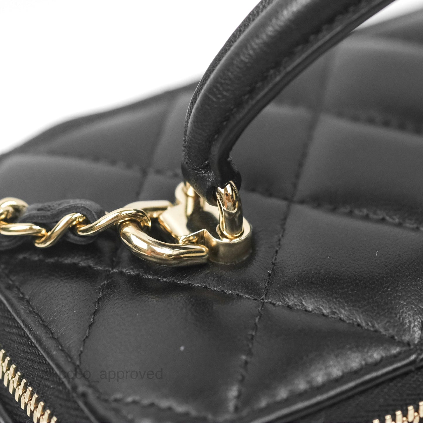 Chanel Vanity Rectangular Top Handle Black Lambskin Gold Hardware