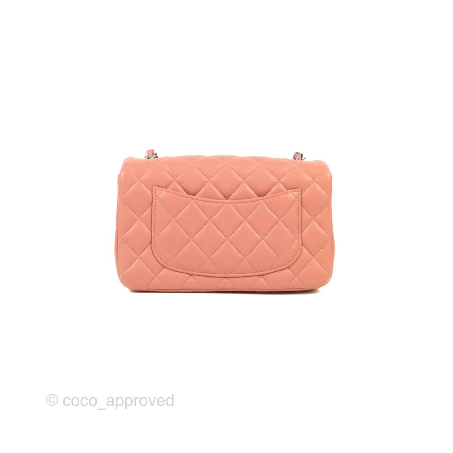 Chanel Quilted Mini Rectangular Flap Salmon Pink Lambskin Silver Hardware 21B