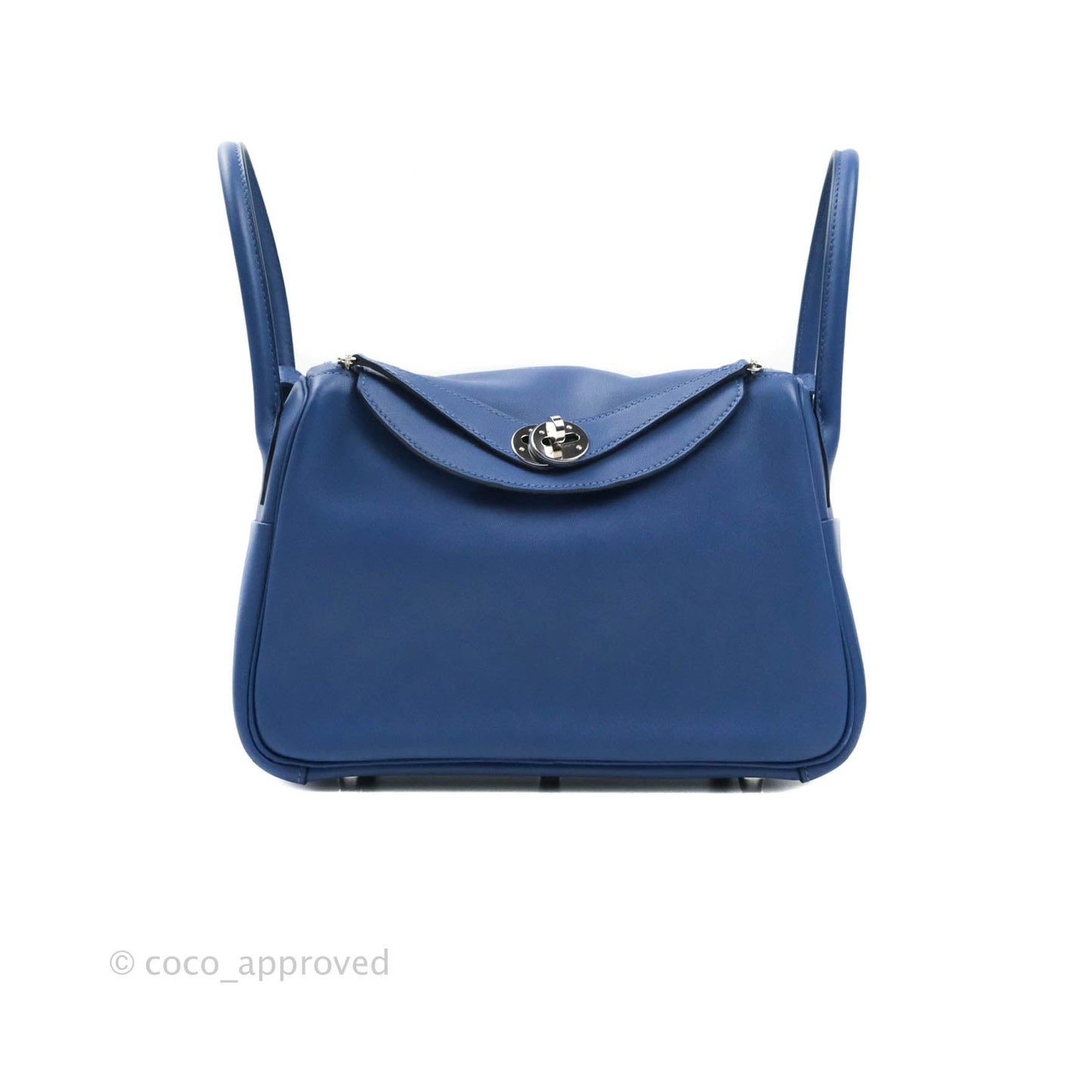 Hermès Lindy 26 Tressage de Cuir Swift Bleu Brighton Palladium Hardware