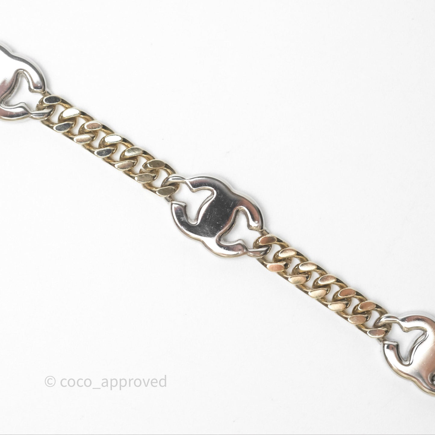 Chanel Silver CC Crystal Chain Choker Gold Tone 24V