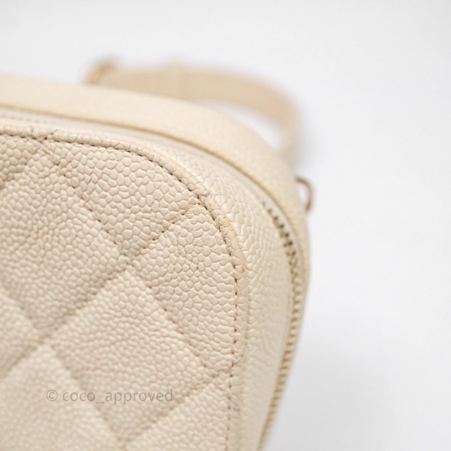 Chanel Quilted Caviar Waist Bag Ivory Aged Gold Hardware