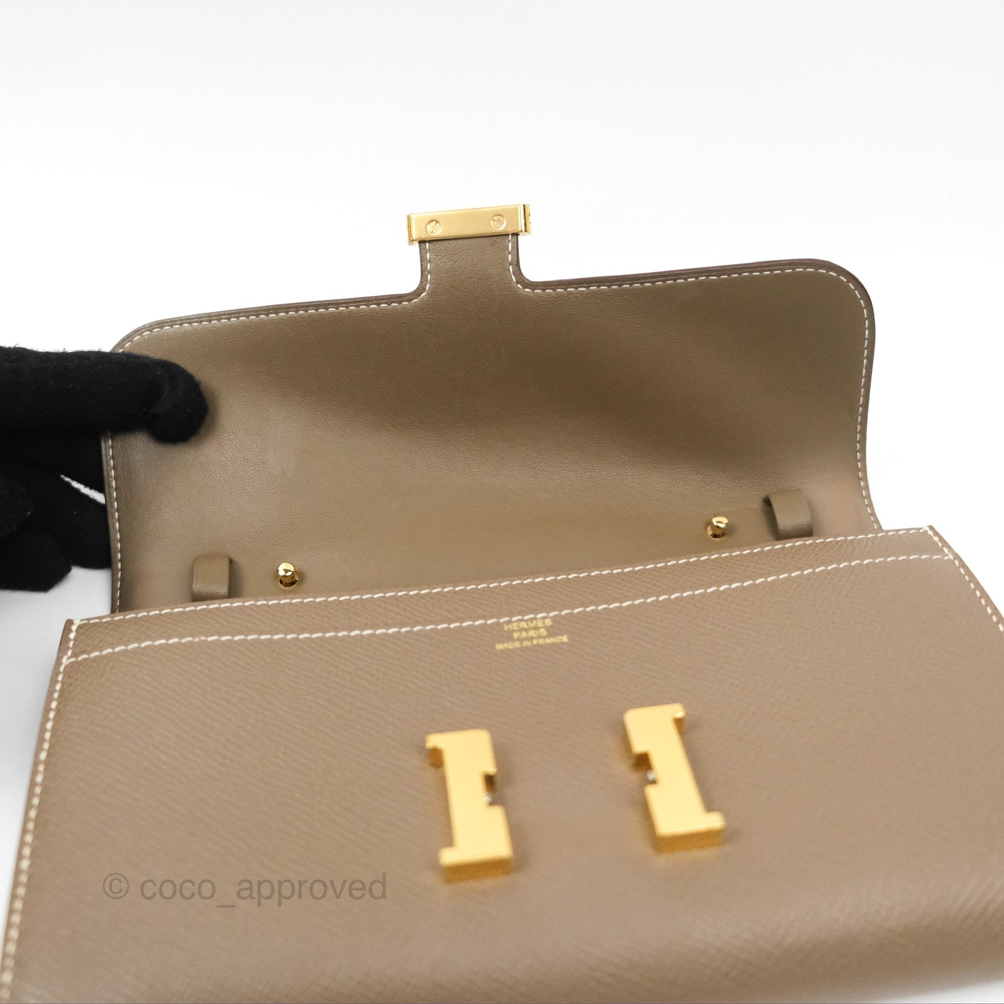 Hermès Constance To Go Wallet Etoupe Epsom Gold Hardware