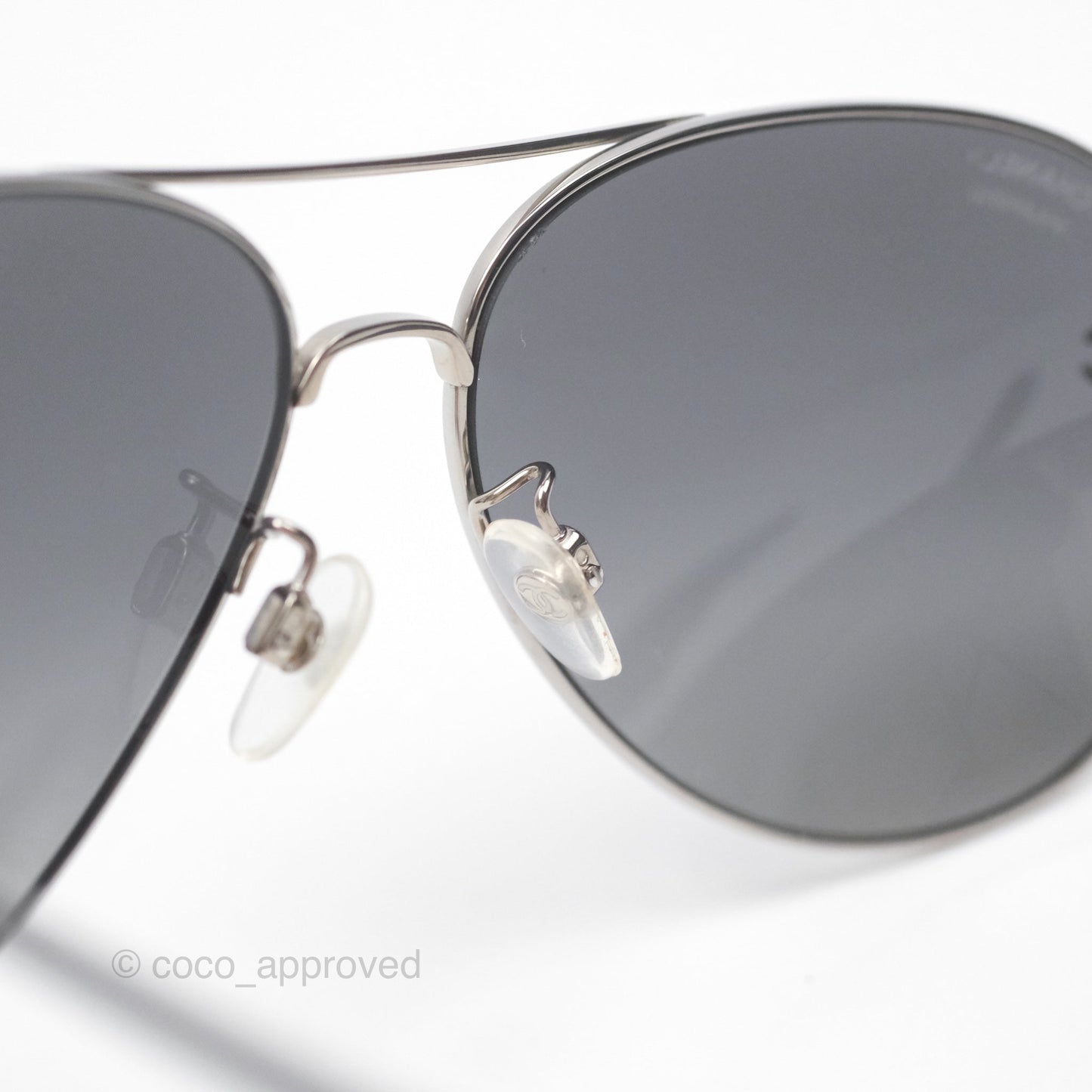 Chanel 4189 Pilot Sunglasses in Titanium and Calfskin Grey Lense
