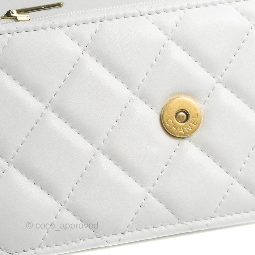 Chanel Mini Resin Chain Wallet on Chain WOC White Lambskin Gold Hardware