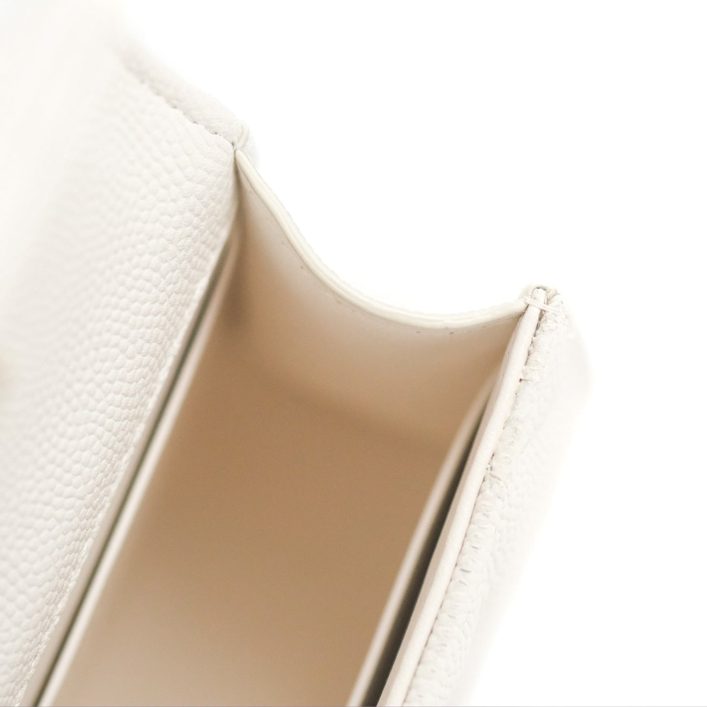 Chanel Mini Top Handle Clutch with Chain White Caviar Light Gold Hardware 23P