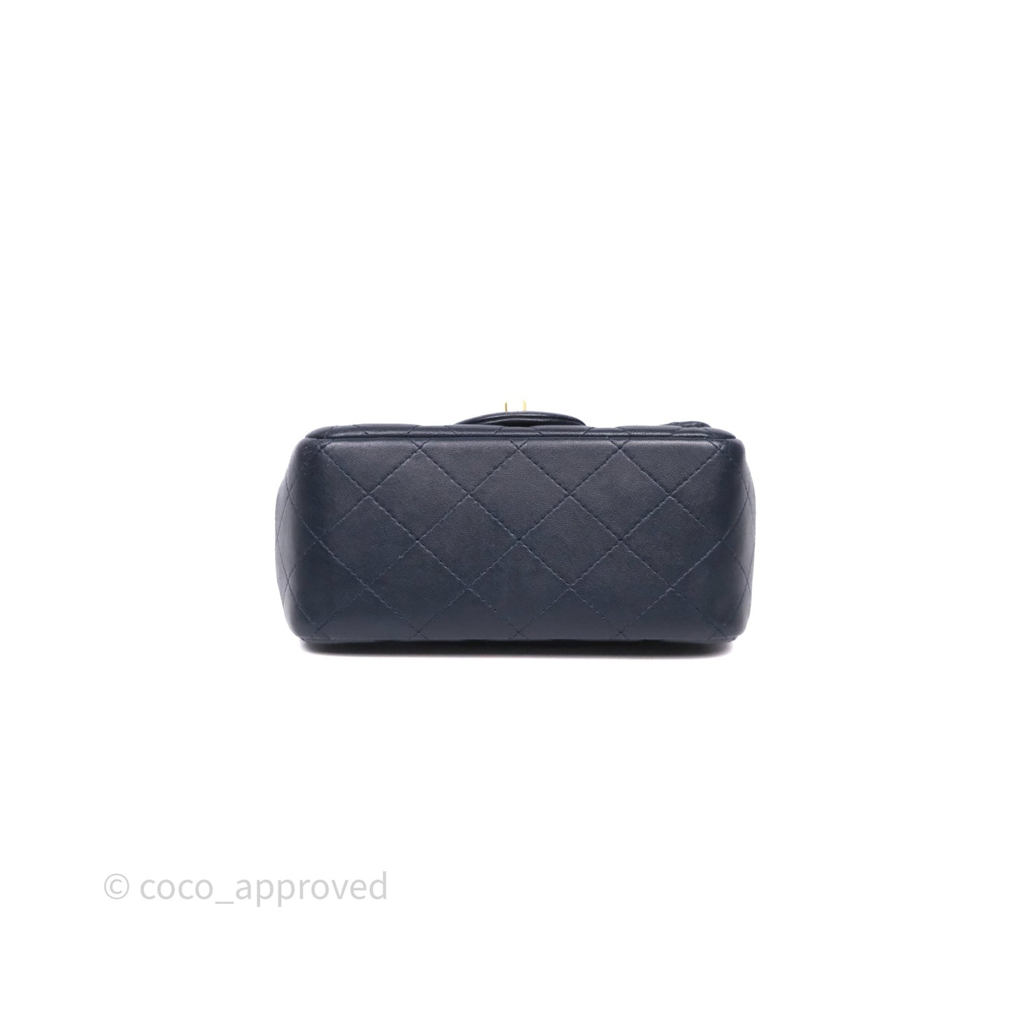 Chanel Mini Square Flap Quilted Navy Lambskin Gold Hardware