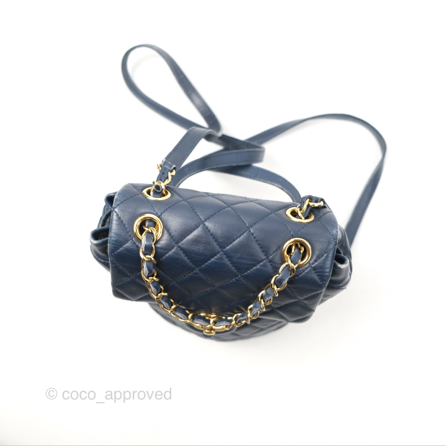 Chanel Mini Navy Calfskin Urban Spirit Backpack ⁣⁣⁣⁣⁣⁣⁣⁣⁣⁣⁣⁣⁣⁣Gold Hardware