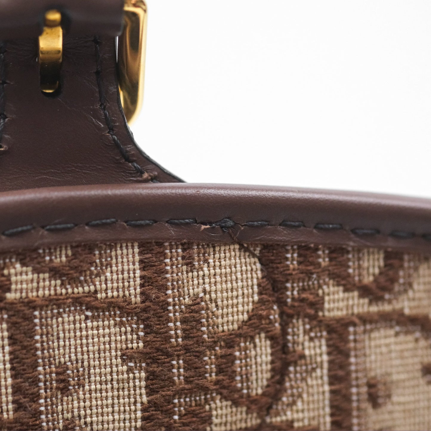 Dior Medium Bobby Bag Brown Oblique Jacquard Canvas Gold Hardware