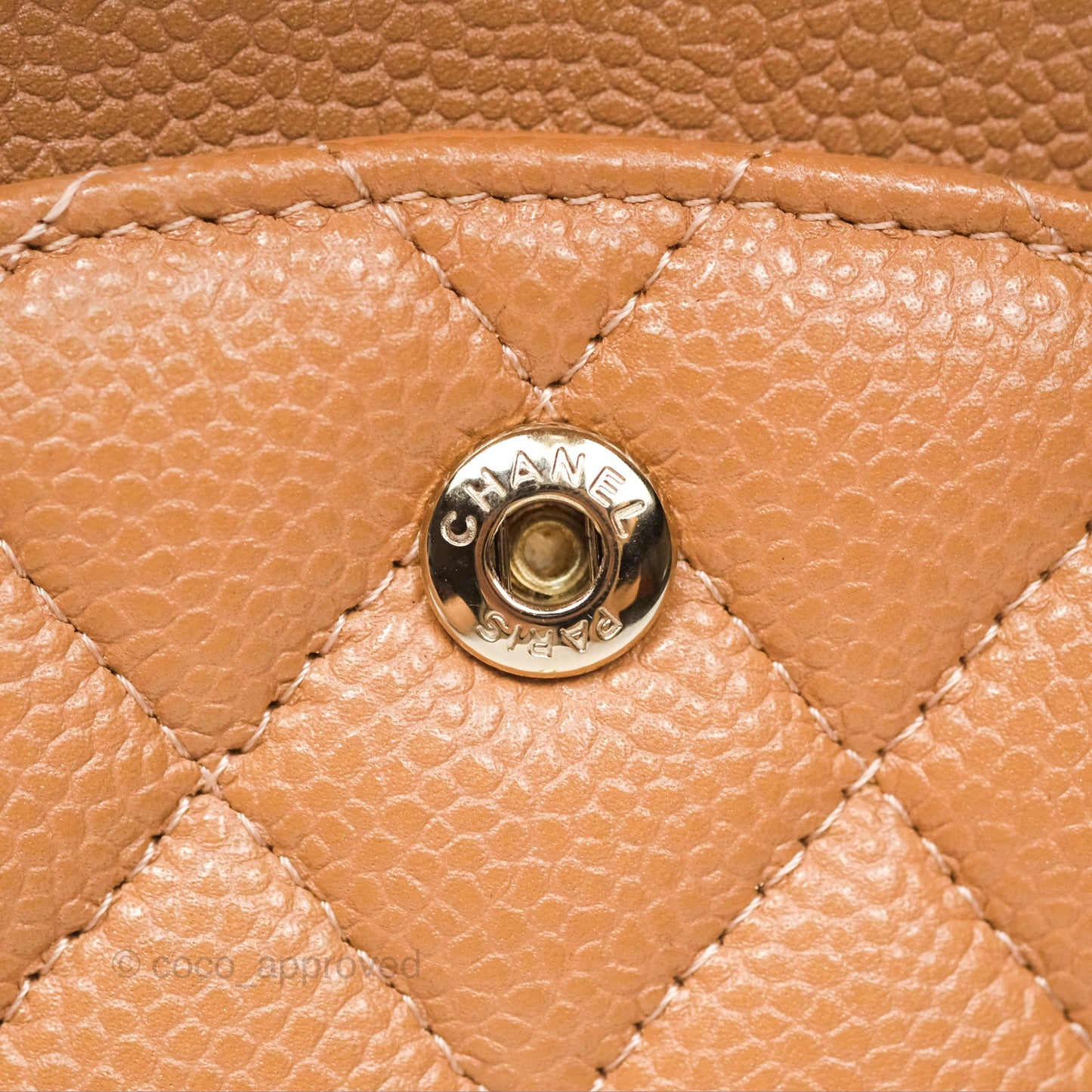 Chanel Classic M/L Medium Flap Quilted Dark Beige Caviar Gold Hardware 18S