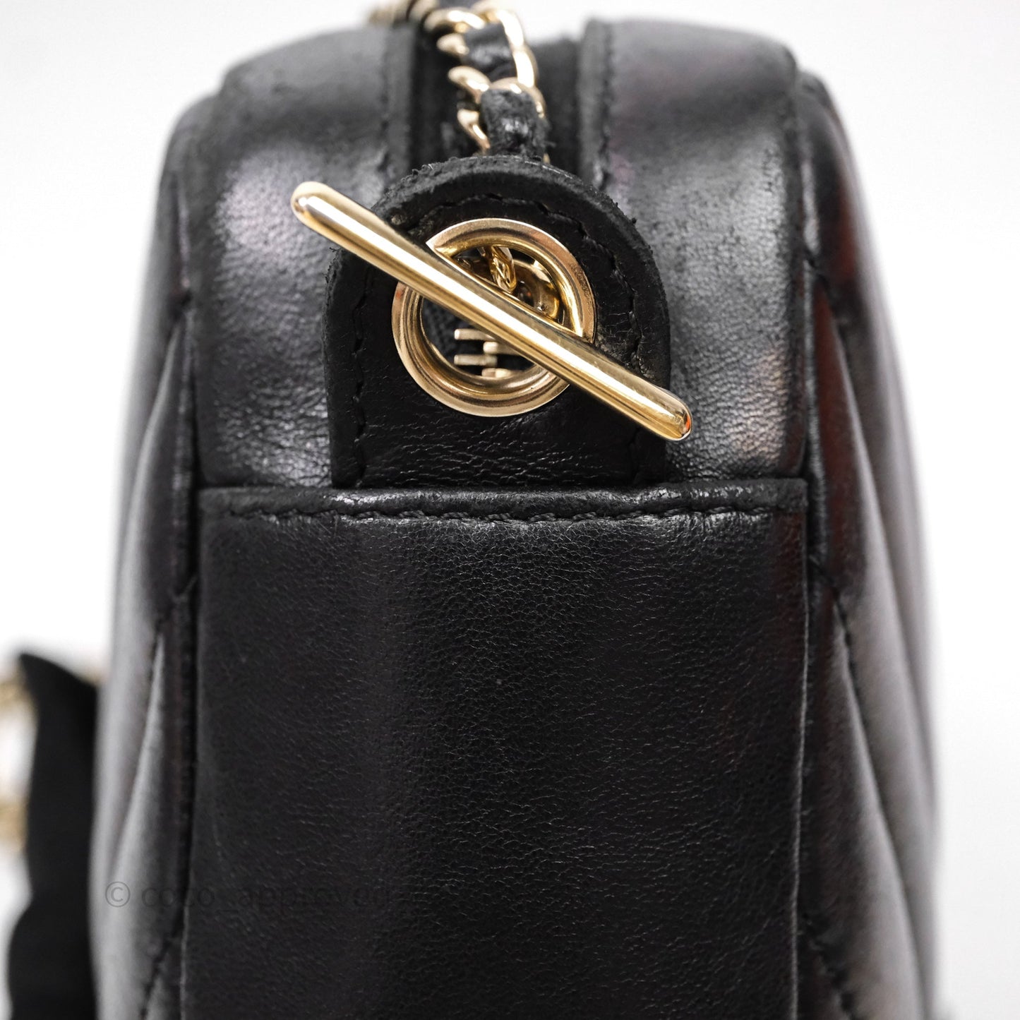 Chanel Chevron Camera Bag Black Lambskin Gold Hardware