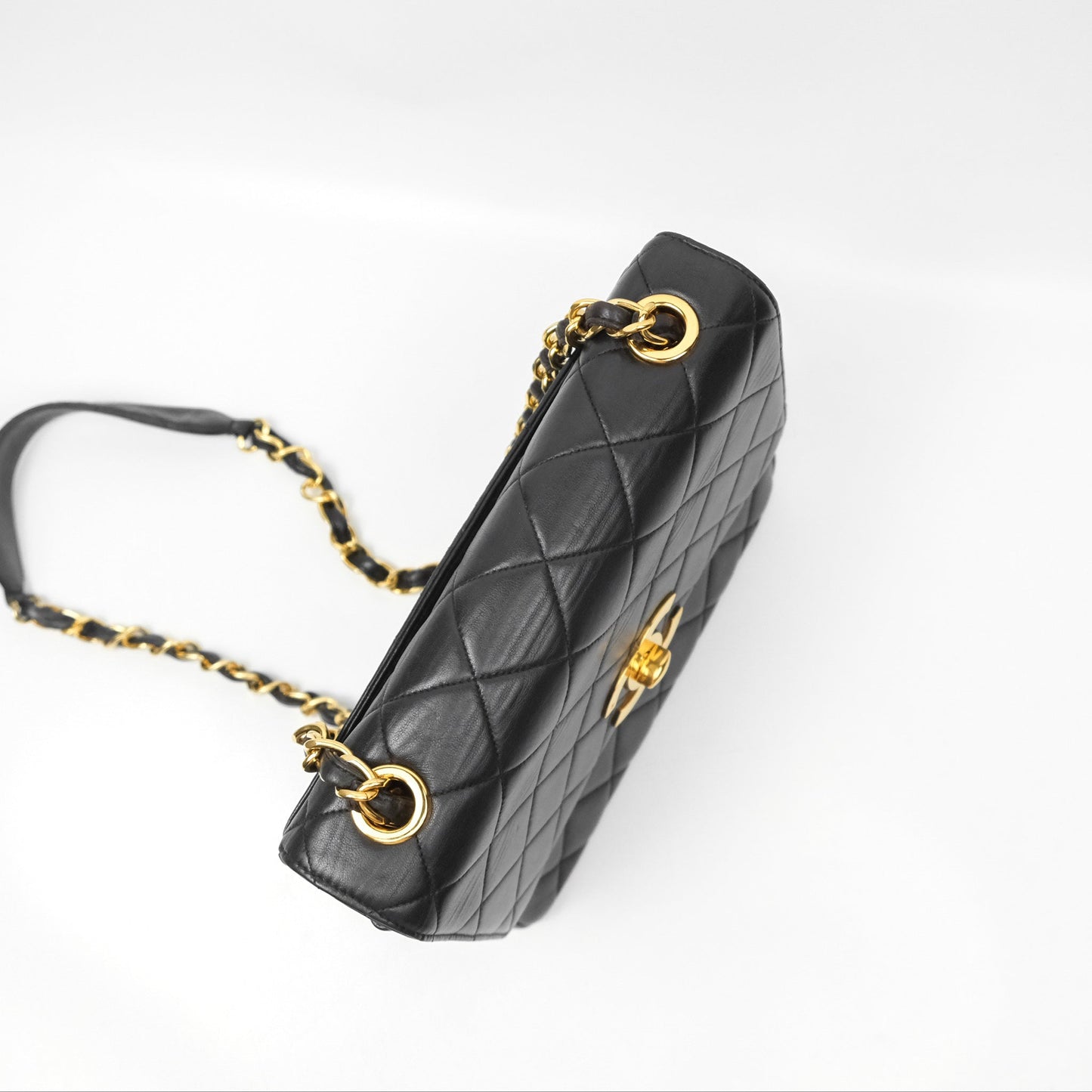 Chanel Vintage Flap Bag Black Lambskin 24K Gold Hardware
