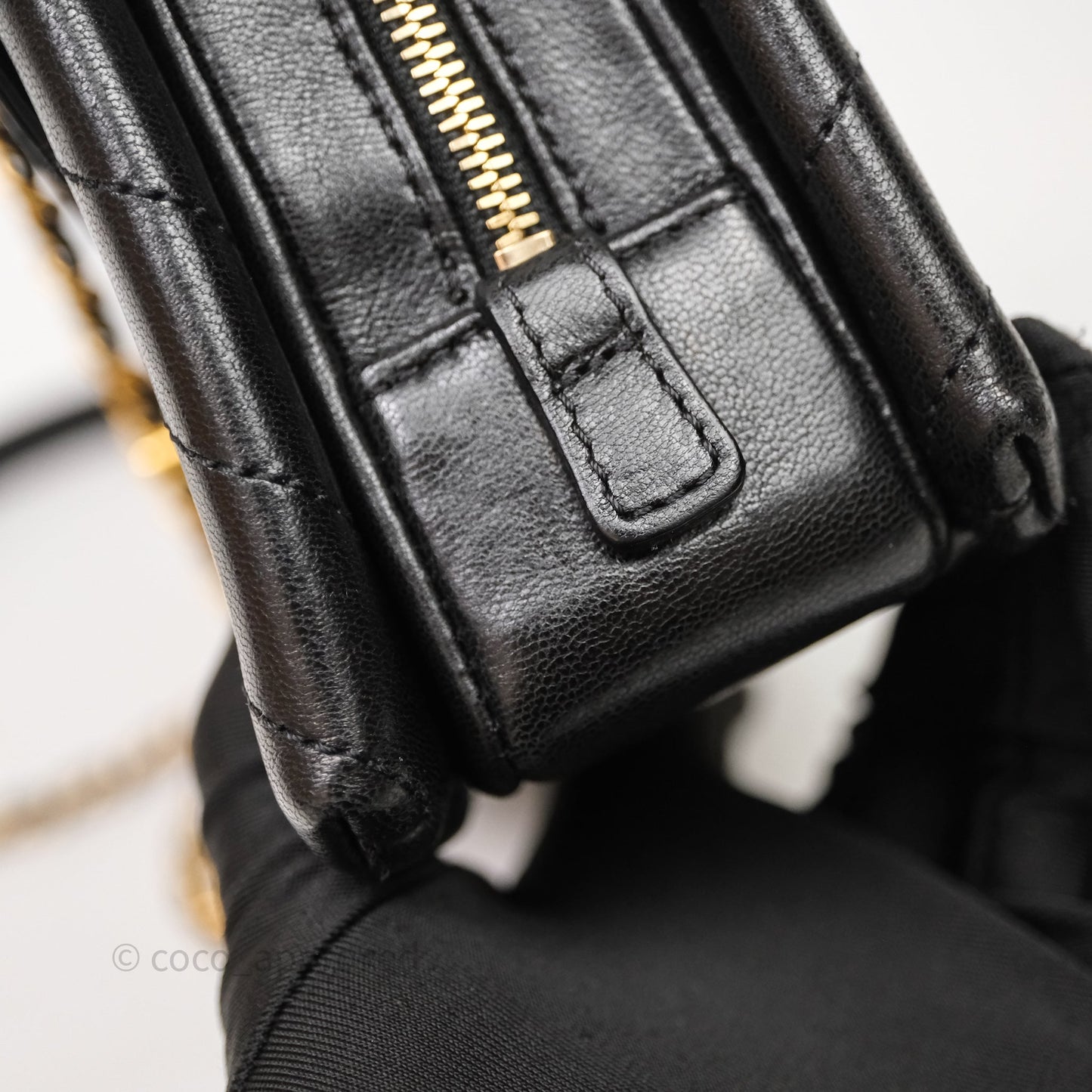 Chanel Chevron Flap Bag Black Calfskin Aged Gold Hardware